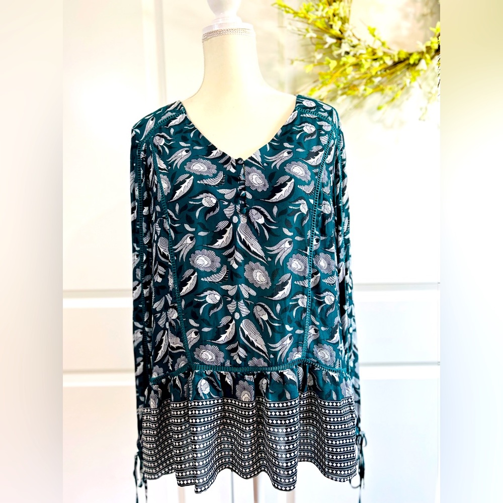 Cato Blouse Long Sleeve Shirt Top V Neck Floral Lightweight Boho Whimsigoth